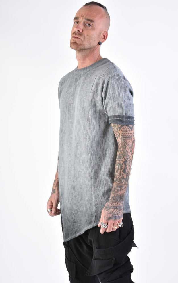 A33V LM11924 T-SHIRT Regular Asymmetric Woven Cotton Degrade Grey 118 Shirts & Tops T-shirts for men LA HAINE INSIDE US TEPHRA