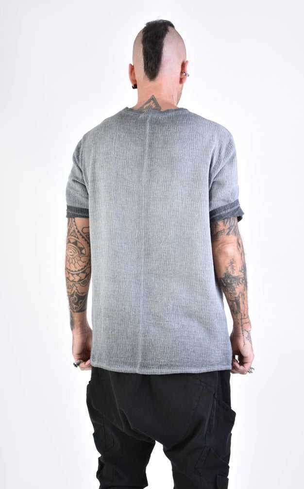 A33V LM11924 T-SHIRT Regular Asymmetric Woven Cotton Degrade Grey.