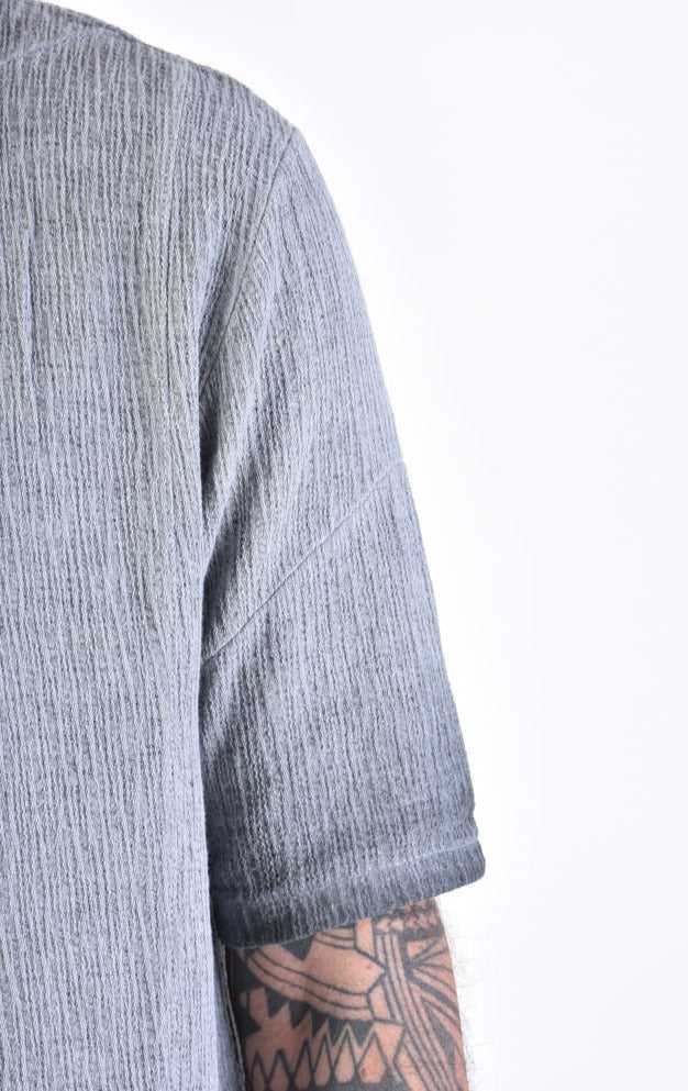 A33V LM11924 T-SHIRT Regular Asymmetric Woven Cotton Degrade Grey.