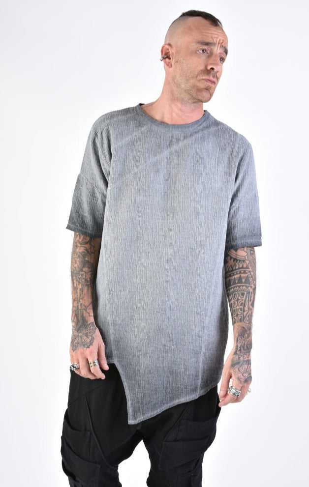 A33V LM11924 T-SHIRT Regular Asymmetric Woven Cotton Degrade Grey 118 Shirts & Tops T-shirts for men LA HAINE INSIDE US TEPHRA