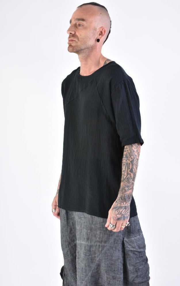 A33V LM14024 T-SHIRT Regular Cotton Gauze Dyed Hot Black 88 Shirts & Tops T-shirts for men LA HAINE INSIDE US TEPHRA