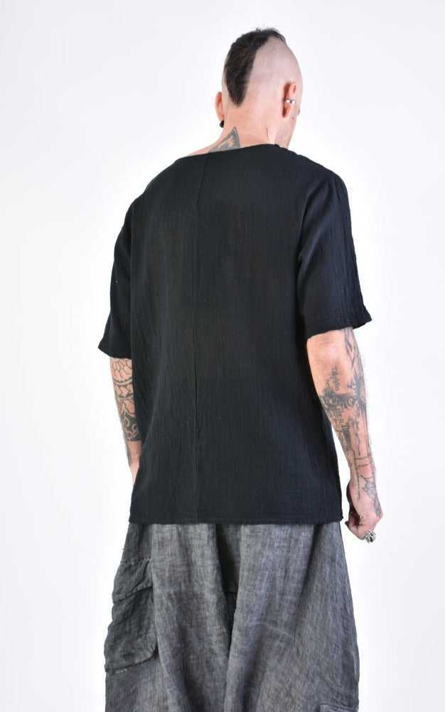 A33V LM14024 T-SHIRT Regular Cotton Gauze Dyed Hot Black 88 Shirts & Tops T-shirts for men LA HAINE INSIDE US TEPHRA