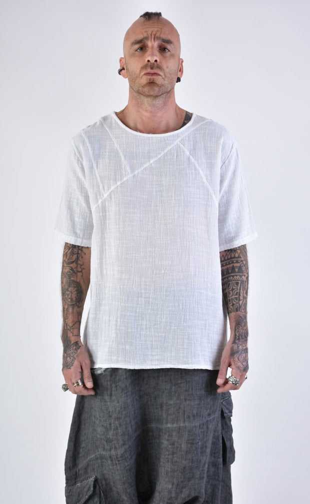 A33V LM14024 T-SHIRT Regular Cotton Gauze Dyed Hot White 88 Shirts & Tops T-shirts for men LA HAINE INSIDE US TEPHRA