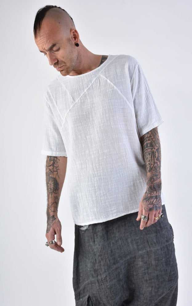 A33V LM14024 T-SHIRT Regular Cotton Gauze Dyed Hot White 88 Shirts & Tops T-shirts for men LA HAINE INSIDE US TEPHRA