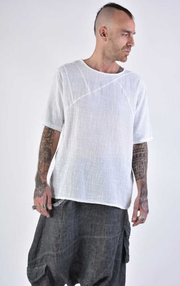 A33V LM14024 T-SHIRT Regular Cotton Gauze Dyed Hot White 88 Shirts & Tops T-shirts for men LA HAINE INSIDE US TEPHRA