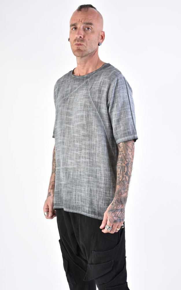 A33V LM14124 T-SHIRT Regular Cotton Gauze Dyed Cold Grey 88 Shirts & Tops T-shirts for men LA HAINE INSIDE US TEPHRA