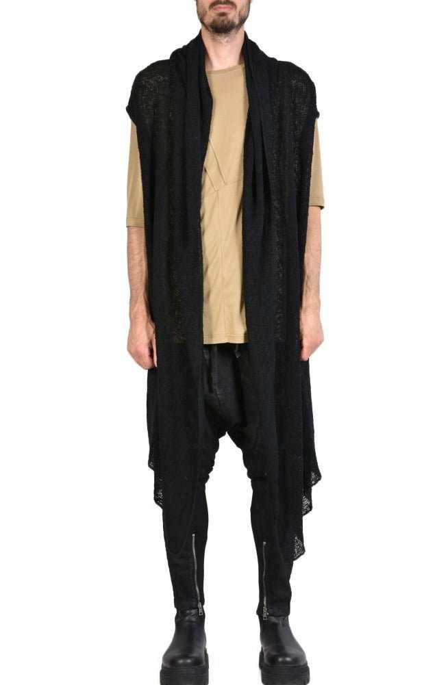 A33Z AREZI23 BLACK Cotton Waxed Sleeveless Cardigan 225 Vests Cardigans LA HAINE INSIDE US TEPHRA