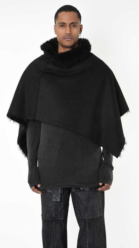 A34 LW86225 PONCHO Faux Fur Double Face UNISEX U Black 238 Coats & Jackets Fall Winter 2024|25 Man LA HAINE INSIDE US TEPHRA