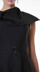 A344B LW85125 DRESS Tecno Stretch Asymmetric Black