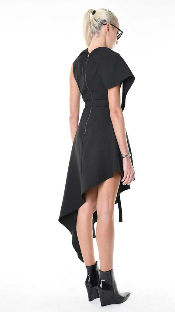 A344B LW85125 DRESS Tecno Stretch Asymmetric Black 158 Dresses Dress Woman LA HAINE INSIDE US TEPHRA