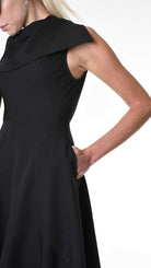 A344B LW85125 DRESS Tecno Stretch Asymmetric Black