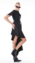 A344B LW85125 DRESS Tecno Stretch Asymmetric Black