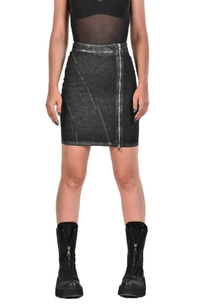 A34B ALISHA23 BLACK stretch gabardine skirt