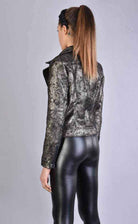 A34B LW50523 Jacket - Black Bronze Lined Washed Coated Cloth Chiodo Biker Italian Women's