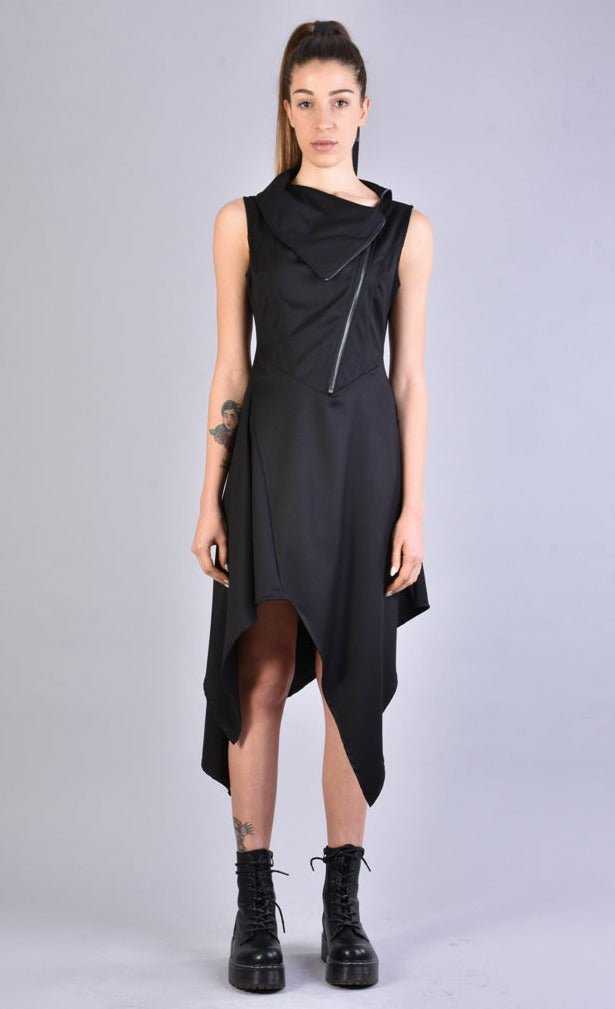 A34B LW50823 BLACK Asymmetric Dress 207 Dresses Dress Woman LA HAINE INSIDE US TEPHRA