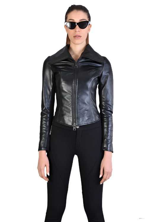 A34B LW63524 JACKET Skinny Nappa Leather & Punto Milano Black 548 LEATHER JACKET Jackets Woman LA HAINE INSIDE US TEPHRA