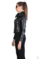 A34B LW63524 JACKET Skinny Nappa Leather & Punto Milano Black