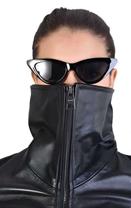 A34B LW63524 JACKET Skinny Nappa Leather & Punto Milano Black