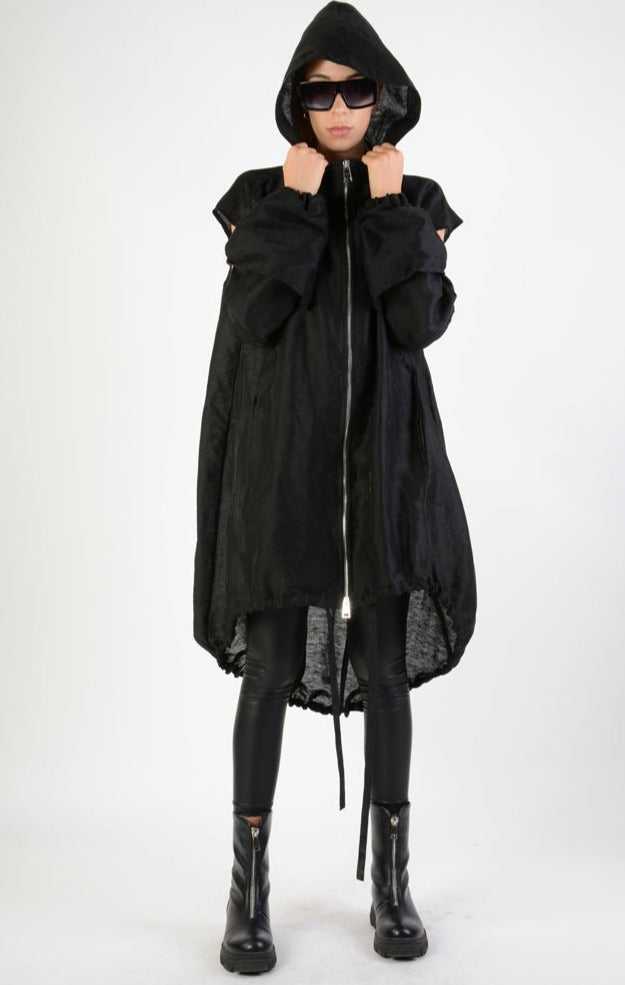 A34B LW67924 DUSTER COAT Over Linen Gauze UNISEX D Black 478 Cardigan Jackets Woman LA HAINE INSIDE US TEPHRA