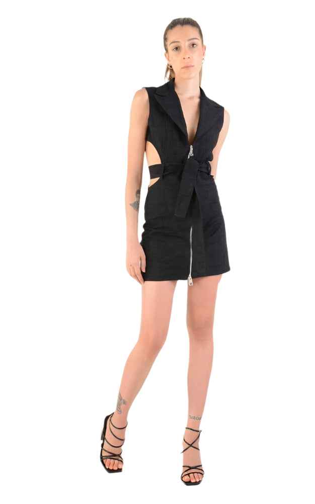 4B LW681 Dress Woven Cotton Black