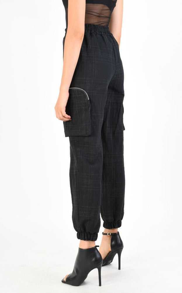 A34B LW68524 Trousers Cargo Cotton Linen & Check Print Black 301 Coats & Jackets Bottoms Woman LA HAINE INSIDE US TEPHRA