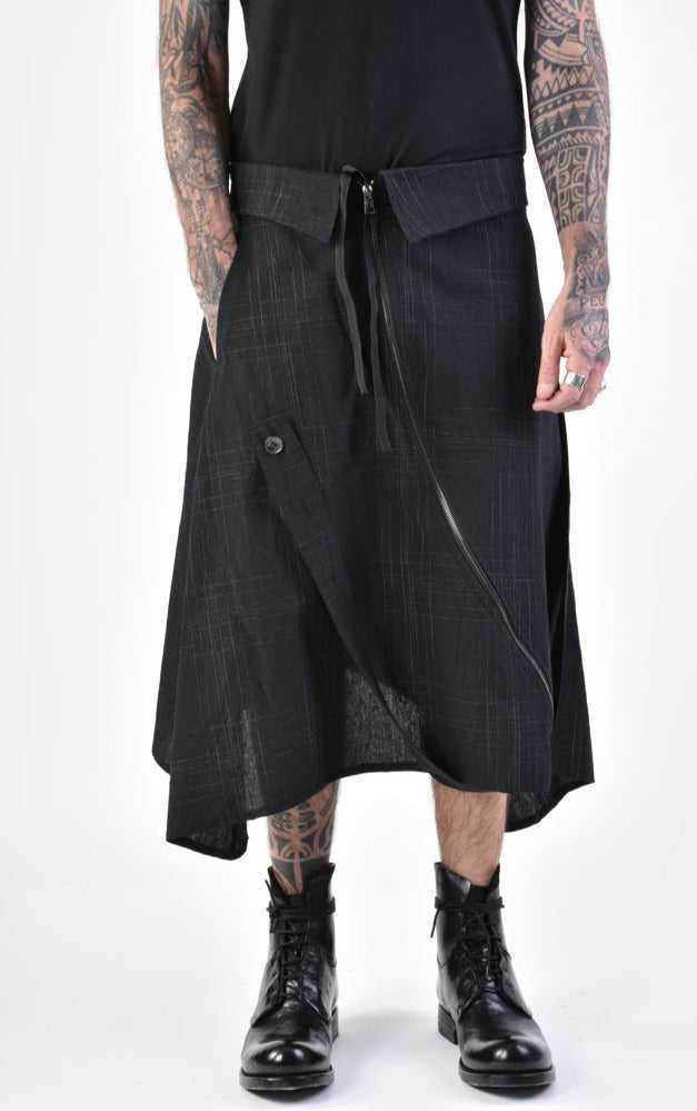 A34B LW68624 SKIRT Over Cotton Linen UNISEX U Black 318 Pants Crop Pants & Shorts LA HAINE INSIDE US TEPHRA