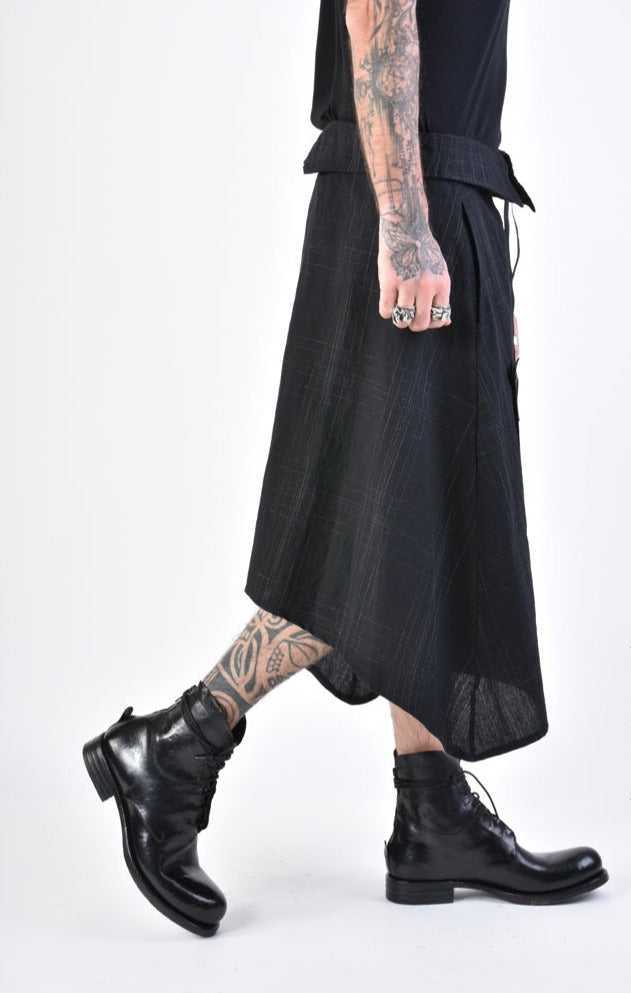 A34B LW68624 SKIRT Over Cotton Linen UNISEX U Black.