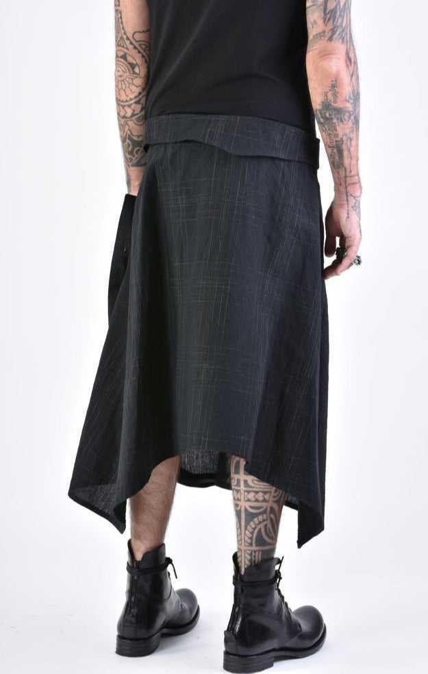 A34B LW68624 SKIRT Over Cotton Linen UNISEX U Black.