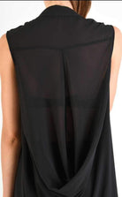 A34B LW69824 Shirt Asymmetric Sleeveless Georgette Black