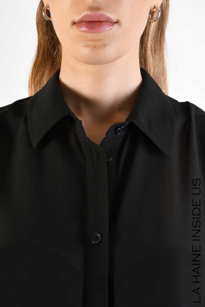 A34B LW69824 Shirt Asymmetric Sleeveless Georgette Black 158 Coats & Jackets Shirt Women LA HAINE INSIDE US TEPHRA