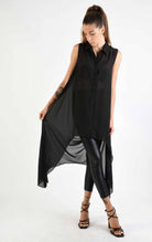 A34B LW69824 Shirt Asymmetric Sleeveless Georgette Black