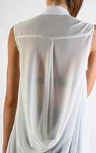 A34B LW69824 Shirt Asymmetric Sleeveless Georgette White