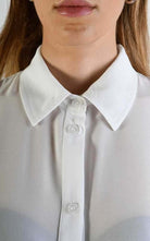 A34B LW69824 Shirt Asymmetric Sleeveless Georgette White