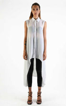 A34B LW69824 Shirt Asymmetric Sleeveless Georgette White