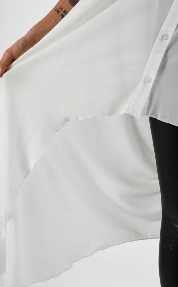 A34B LW69824 Shirt Asymmetric Sleeveless Georgette White 158 Coats & Jackets shirt women LA HAINE INSIDE US TEPHRA
