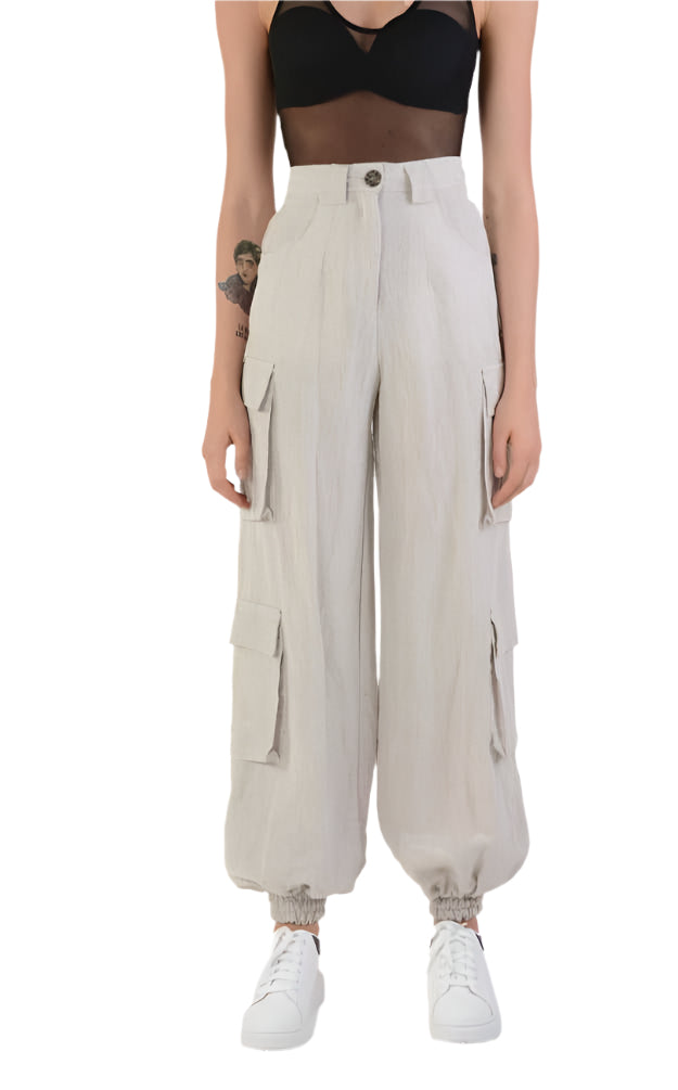 A34B LW70224 Trouser Linen Viscose Sand