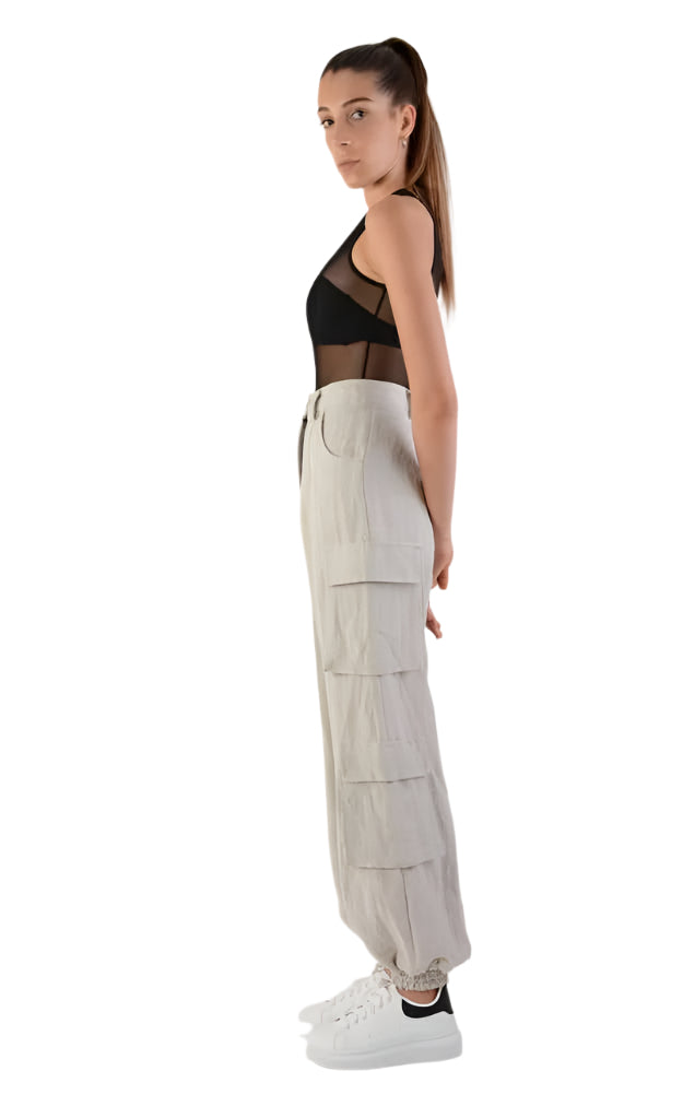 A34B LW70224 Trouser Linen Viscose Sand