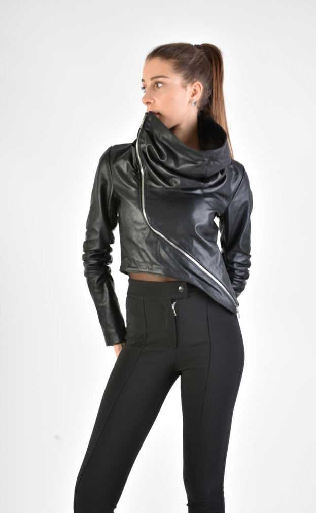 A34B LW70424 Leather Jacket Nappa Black 574 Coats & Jackets Jackets Woman LA HAINE INSIDE US TEPHRA