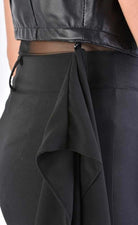 A34B LW70624 LEATHER GIILET Nappa & Georgette Black