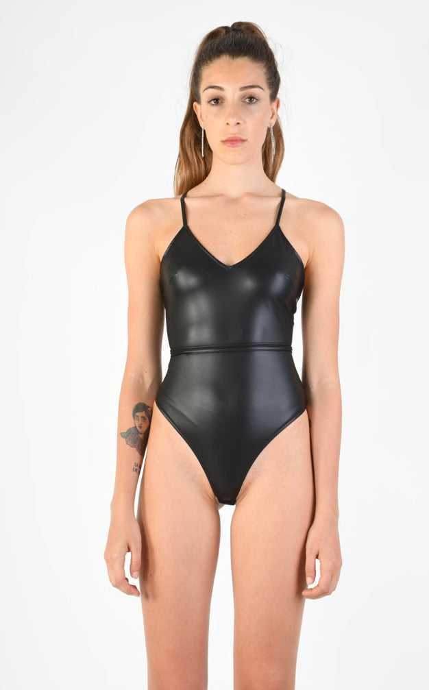 A34B LW72024 Body Lycra Stretch Eco-Leather Effect Black