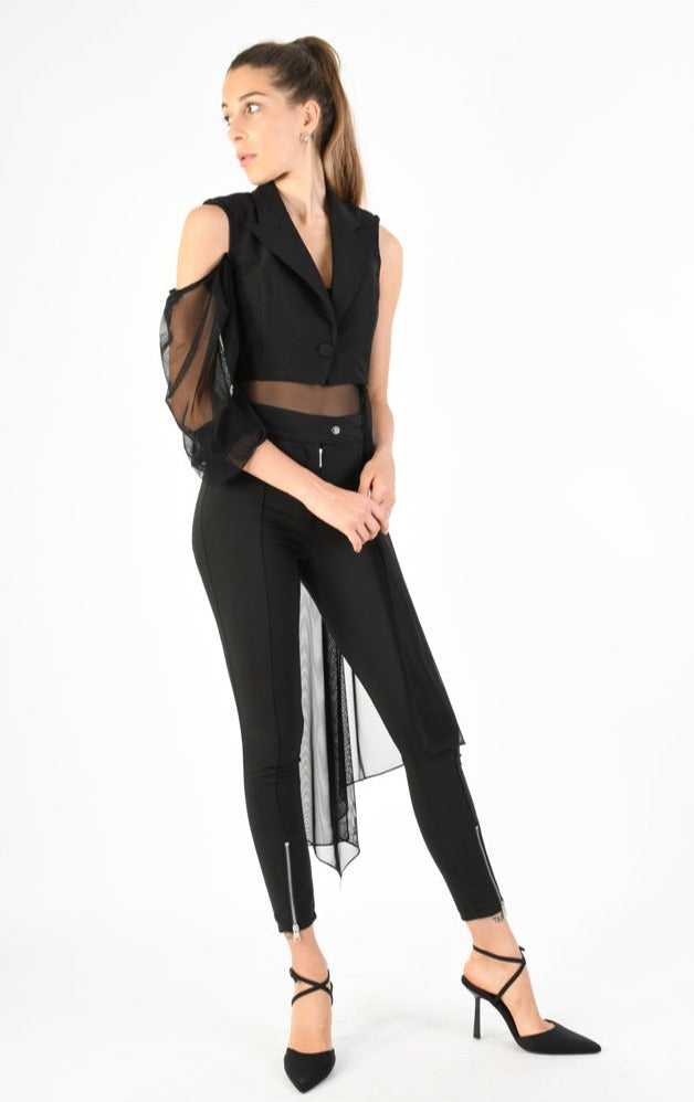 A34B LW77224 Black Skinny Tecno Stretch Lined Vest.