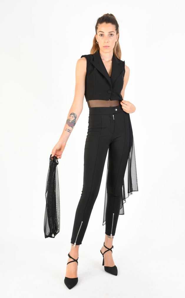 A34B LW77224 Black Skinny Tecno Stretch Lined Vest.