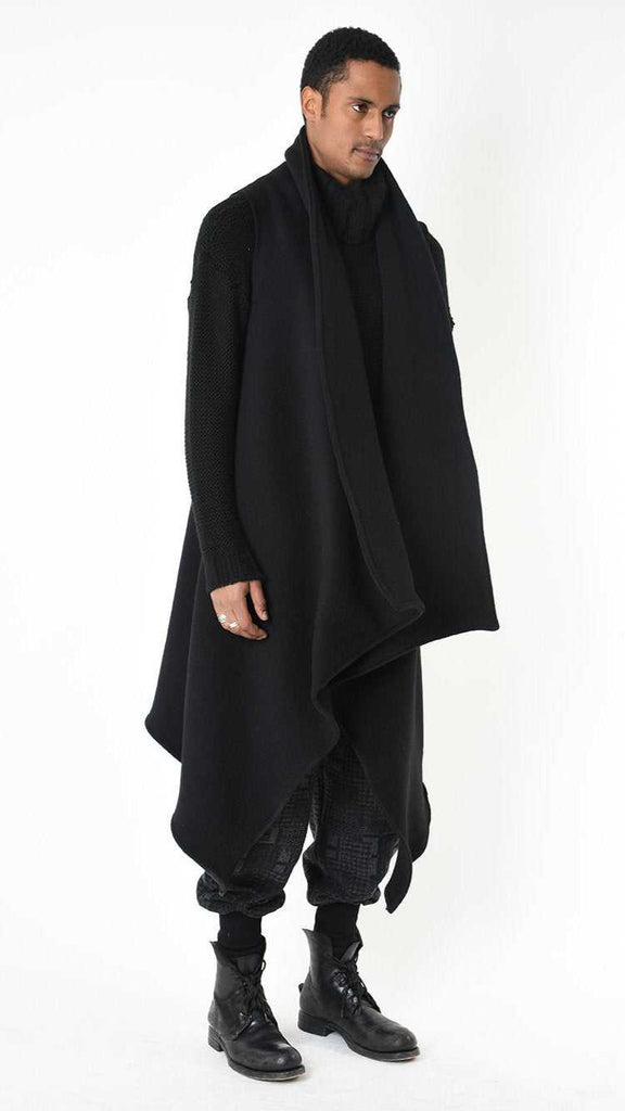 A34B LW79725 GILET Over Asymmetric Cloth Blend Wool Black 518 Coats & Jackets Fall Winter 2024|25 Man LA HAINE INSIDE US TEPHRA