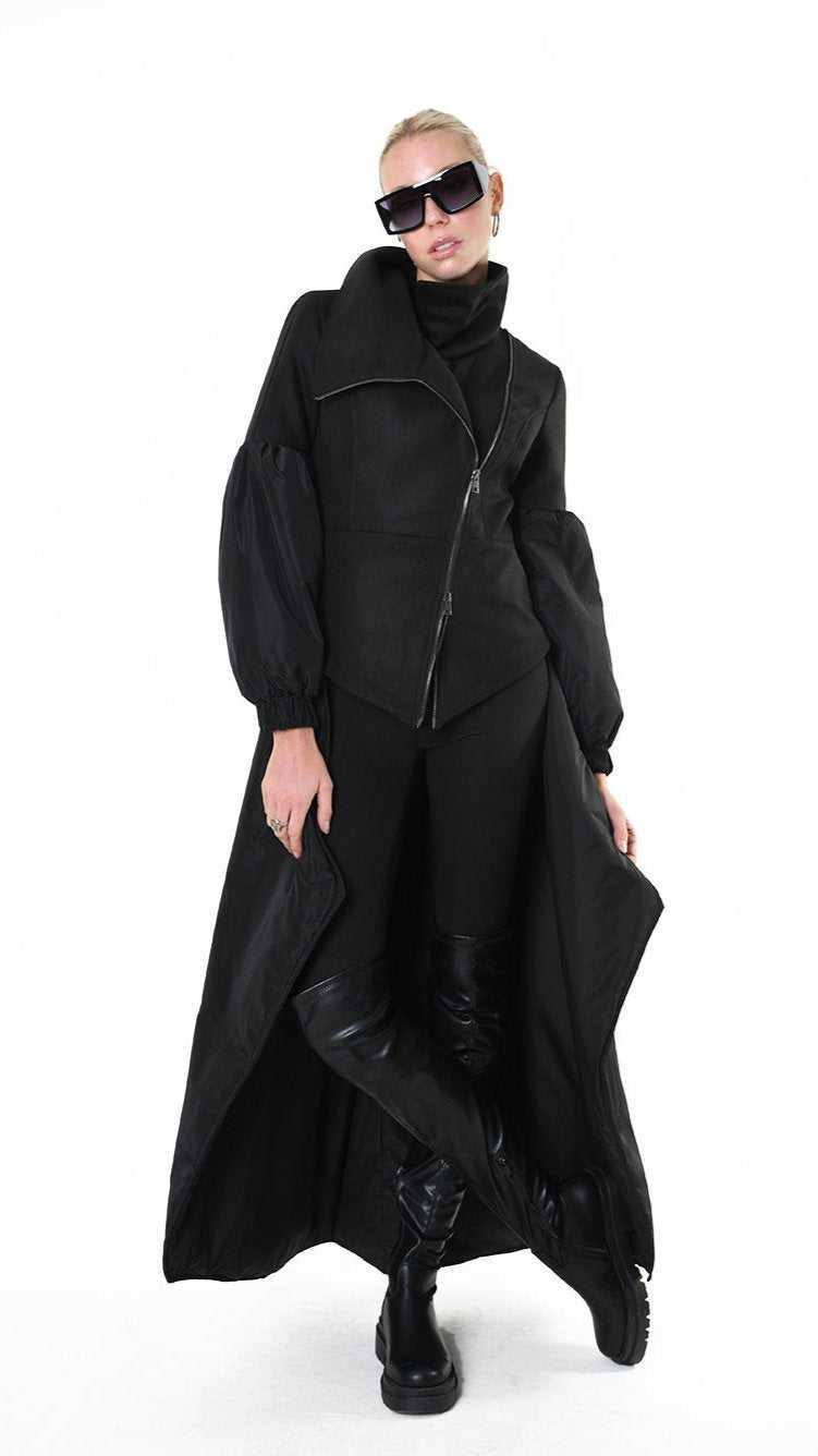 A34B LW83725 COAT Cloth Lined & Nylon Black