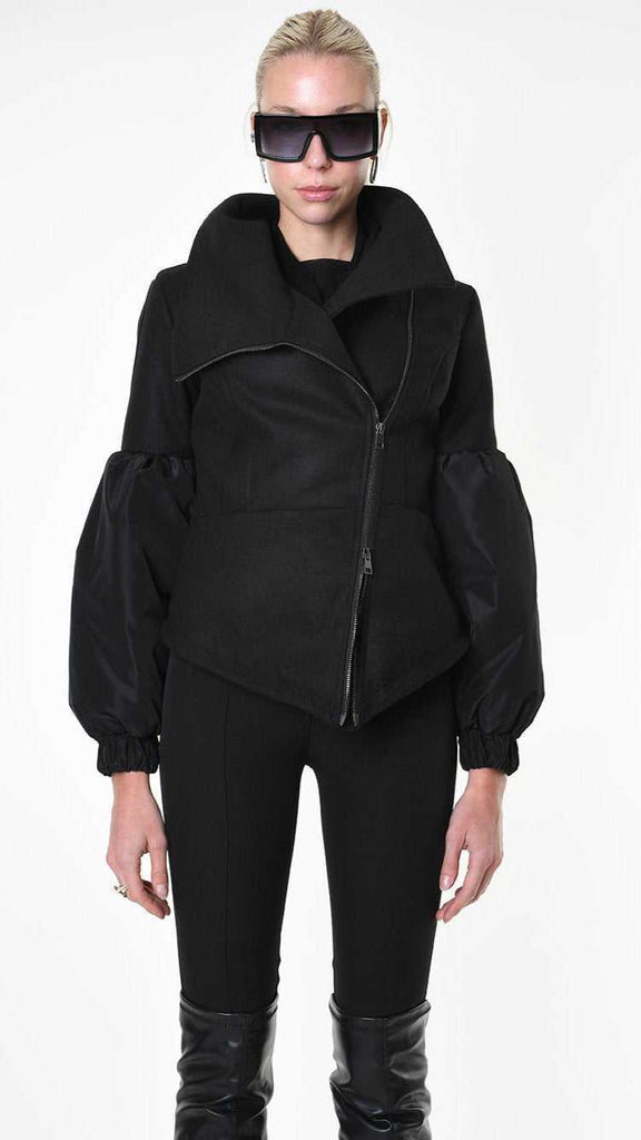 A34B LW83725 COAT Cloth Lined & Nylon Black 328 LEATHER JACKET Fall Winter 2024|25 Woman LA HAINE INSIDE US TEPHRA