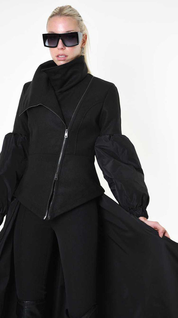 A34B LW83725 COAT Cloth Lined & Nylon Black 328 LEATHER JACKET Fall Winter 2024|25 Woman LA HAINE INSIDE US TEPHRA