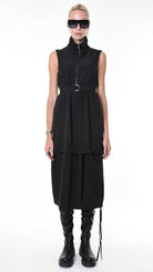 A34B LW87825 DRESS Sleeveless Tecno Stretch Black