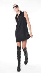 A34B LW87825 DRESS Sleeveless Tecno Stretch Black