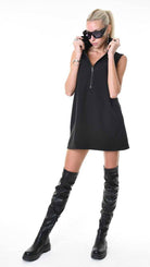 A34B LW87825 DRESS Sleeveless Tecno Stretch Black