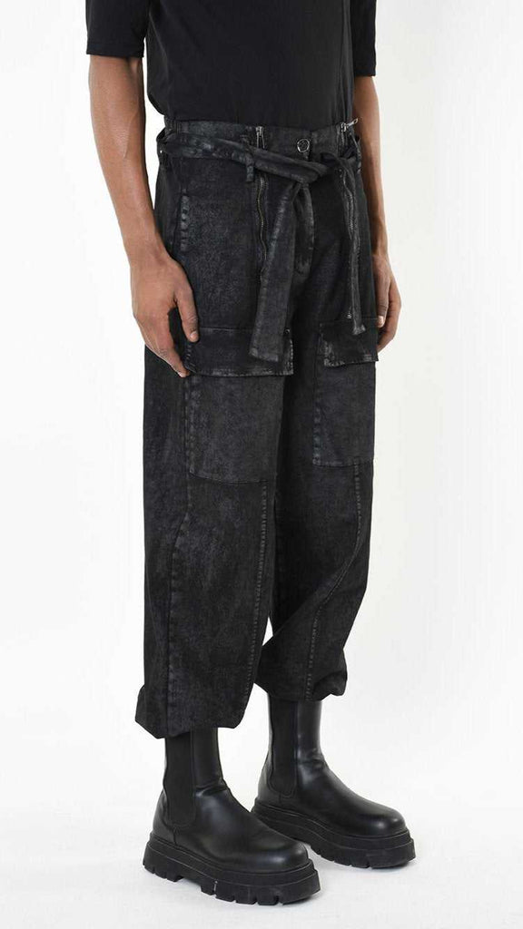 A34B LW880 TROUSER Over Gabardine Cotton Coated Black 258 Pants Fall Winter 2024|25 Man LA HAINE INSIDE US TEPHRA